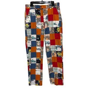 Loudmouth Golf Pants Mens 34x32 Patchwork Madras Plaid Floral Trousers Cotton